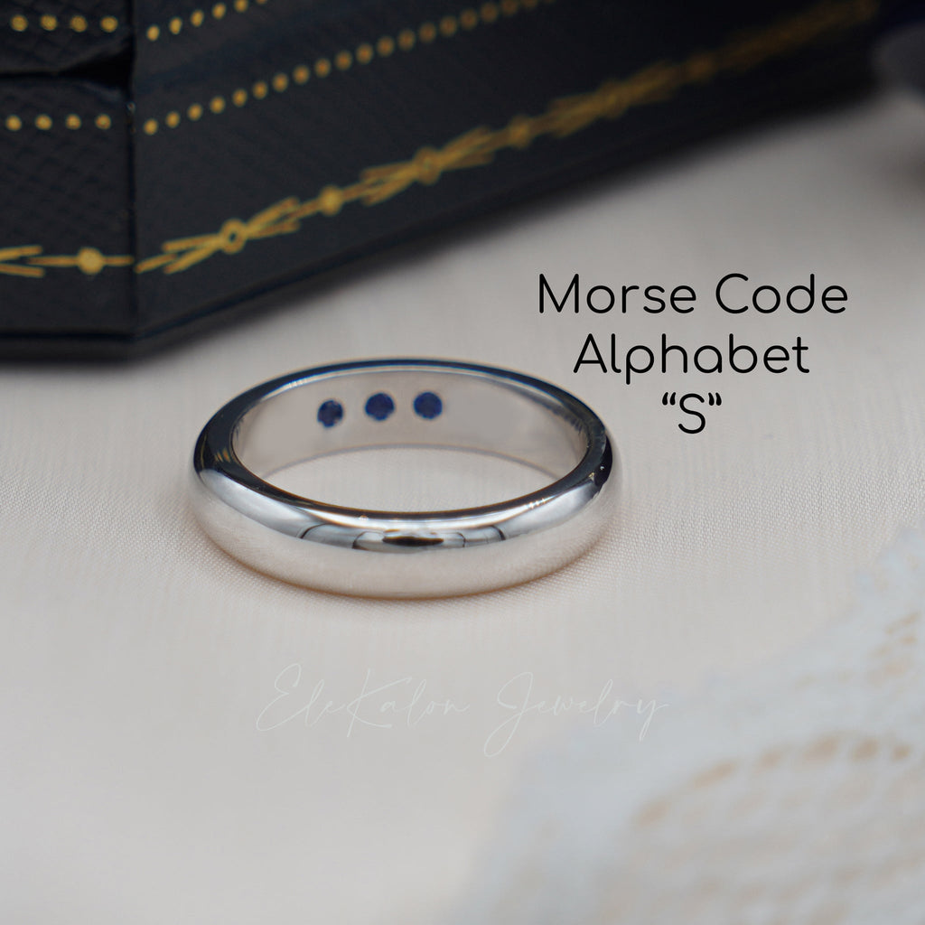 14k Sapphire Band ring (International Morse Code)