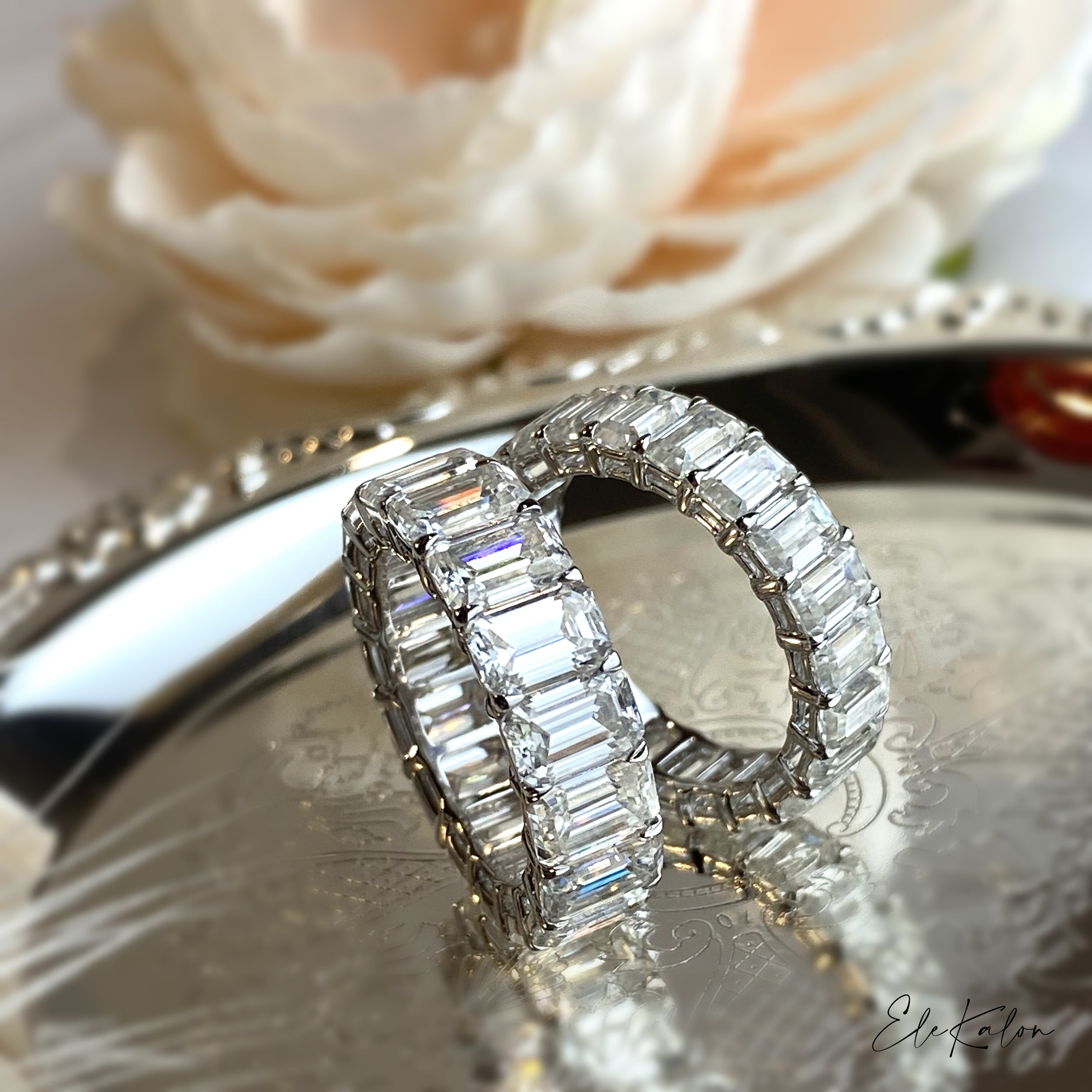 Gold 11CT Emerald Cut Lab Grown Diamond Eternity Ring