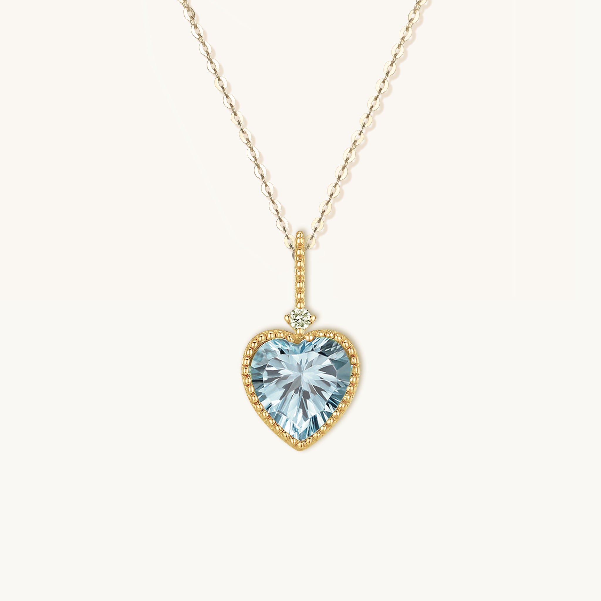 Gold Aquamarine Heart Necklace