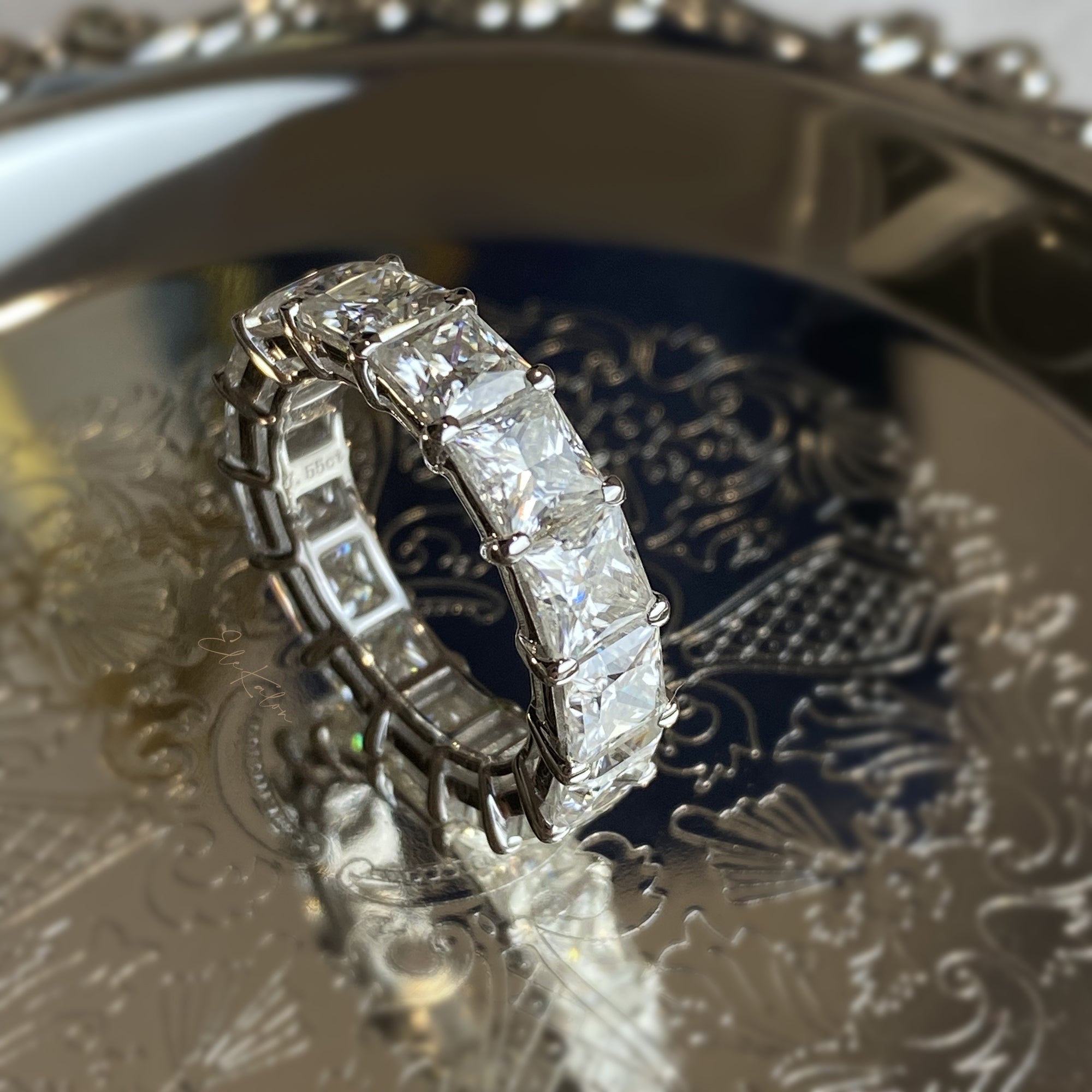 Gold 10CT Princess Cut Lab Grown Diamond Eternity Ring