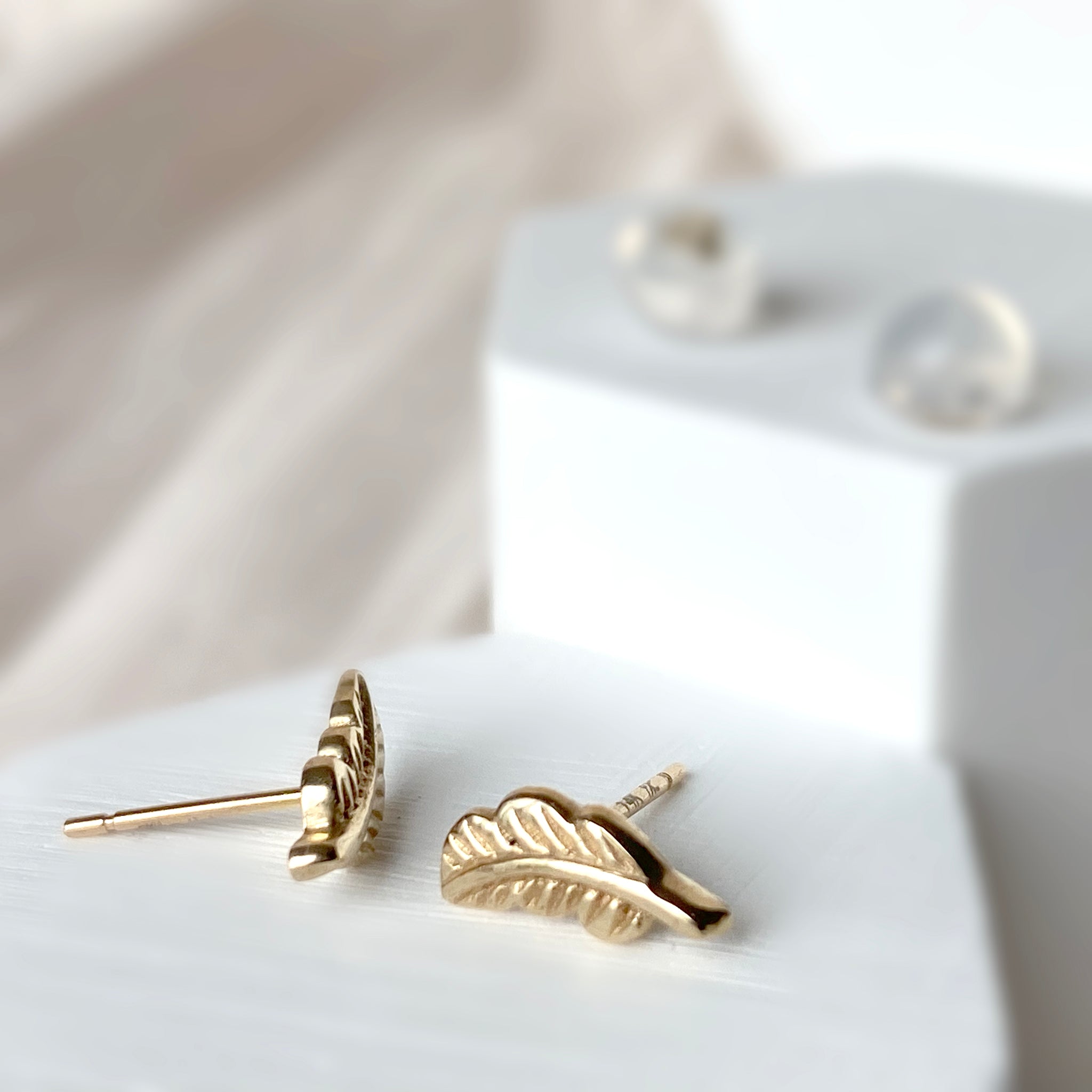 Tiny Leaf Earrings In Solid 18ct Gold | Amanda Coleman Jewellery - amanda  coleman jewellery